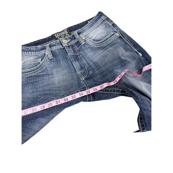 Salvage Mayhem Bootcut Dark Wash Thick Stitch Stretch Denim Jeans Men’s 31 Long - Picture 13 of 13